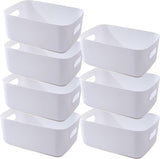 plastic opbergdozen met handvatten 20 x 14,7 x 7 cm, badkamer keukenkast-organizer, opbergmand, opbergmand, keuken opbergdoos, opbergdozen voor keuken, badkamer (wit)