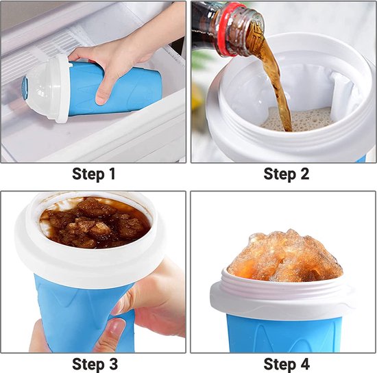 Slush beker siliconen knijpbeker slush ijsbeker om te kneden bevroren maker smoothie beker zomer slush cup met rietje lepel voor lekkere slush ijs (geel)