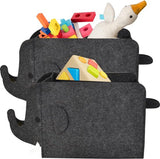 2 stuks opbergdozen voor kinderen, vilten vouwdoos, opbergdoos, speelgoedkist, speelgoedbak, opbergdozen van stof, wasmand voor kleding, boeken, speelgoed, olifantenvorm