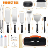 Grillspatel RVS grill accessoires set, 123 stuks, grillbestek, plancha spatel, vuurplaat, accessoires, kit, Besteksets met grill, draagtas voor tuin en camping, BBQ cadeauset voor mannen