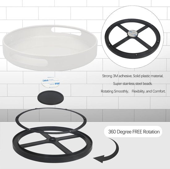 Kruidenrek, draaiplateau, kruidenorganizer, etages, draaibaar keukenrek, keukenorganizer, draaibaar keukenrek, kruidenstandaard van kunststof, voor keukentafel, kruidenflessen (wit)