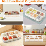 Snackdoos met compartimenten, snackbewaardoos, fruit- en groentebak met 8 compartimenten, transparante voedselopslagcontainer voor koelkast en voorraadkast, voor snacks, fruit en kruiden.