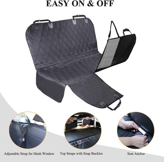 Hondenstoelhoes voor de achterbank met kijkvenster, robuuste en gewatteerde hangmat, autostoelhoes met zijkleppen, universele pasvorm voor de meeste auto's