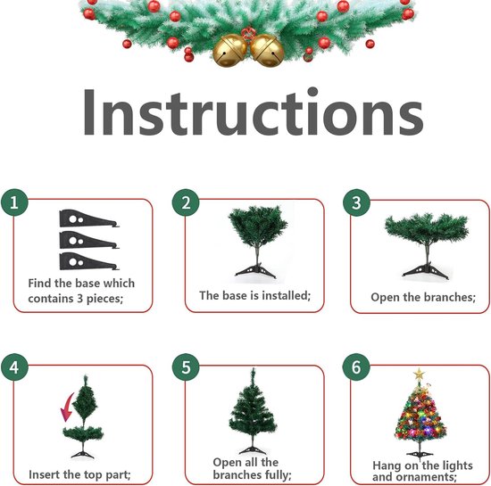 Kerstboom 60 cm, kunstkerstboom met ornamenten, kerstboom voor bureautafel kantoordecoratie (kerstboom)