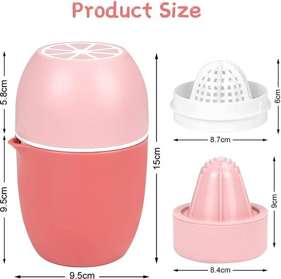 Citroenpers, handmatige sapcentrifuge, citroenpers, handpers, limoenpers, citruspers in citroenvorm, fruitpers voor citroen/limoen/sinaasappels/citrus/grappruit - roze
