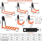 12 stuks wandhaken voor garage en 2 kabelbinders, 24 sets schroeven, garagehaken, garage opberghaken voor het organiseren van gereedschap, stoel, slang, fietsen, sportuitrusting