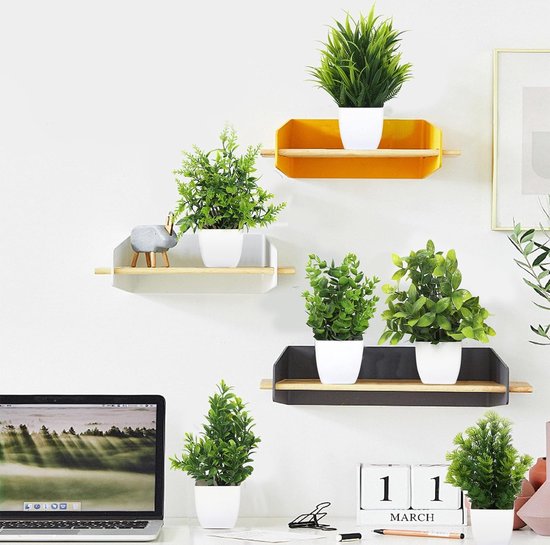 6 stuks kunstplanten, mini-kunstplanten met pot, kunststof kunstplanten, kleine kunstplanten, plastic decoratieve planten voor thuis, binnendecoratie