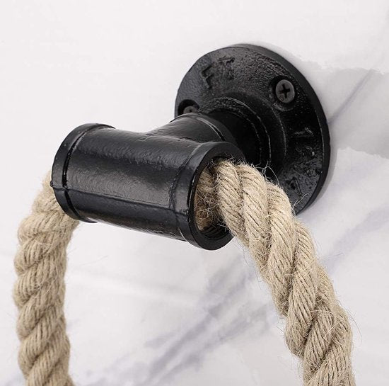 Nautische industriële pijphanddoekringhouder Wandmontage Rustieke handdoekenrek Badkameraccessoires