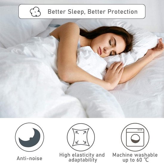 Waterdichte matrashoes met ritssluiting, tegen mijten matrasbeschermer, hygiënische en ademende matrasoplegger, hoogte 20 cm -100 x 200 cm
