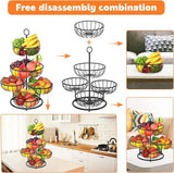 Fruitmandstandaard 5 niveaus Fruitschaal Metaal Mat voor meer ruimte op het werkblad Keukenstandaard met fruitschalen Organizer voor brood, snacks, groenten (zwart)