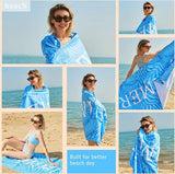 Strandhanddoek, groot, microvezel handdoek, 180 x 90 cm, zandafstotend, sneldrogend, microvezel, strandhanddoek, groot, voor strand/zwembadzijde/strandstoelen (zwemmer-blauw)