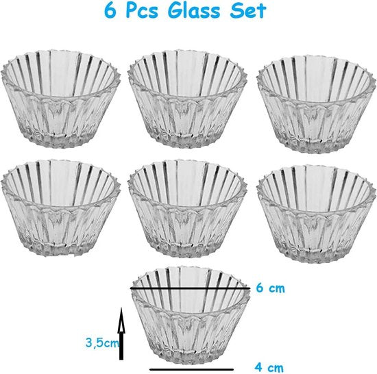 6 stks Glazen Mini Saus Gerechten Mini Glazen Gerechten Crystal Cut Biscuit Camps Zoete Snoep Turks Fruit Service Clear Jar ontbijt Jam Honing Boter Schotel