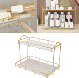 Badkamer-opbergrek, goud-wit, 2 niveaus, make-uprek, menselijke structuur, antislip toonbank-organizer (groot) Badkamer opbergrek, goud-wit, 2 niveaus, make-uprek, menselijke structuur, antislip toonbank-organizer (groot)