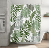 Douchegordijn handgeschilderde diepgroene bananenbladeren mosgroen grote bladeren exotische bladmotieven tropische planten hoogwaardig douchegordijn van 100% waterdicht polyester maat 180x200