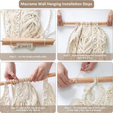 Macramé wandtapijt, boho-decoratie, groot handgeweven tapijt, slaapkamer, wanddecoratie, woonkamer, balkondecoratie, 90 x 90 cm (beige)