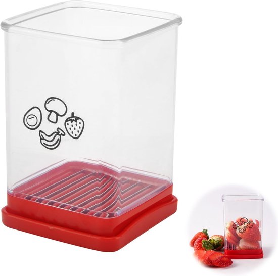 Fruitsnijder, mokkensnijder, fruitsnijder, fruitsnijder, aardbeiensnijder, beker, snijvanger, fruitsnijder, keukengadgets, must, have, groentesnijder, snelsnijder, met duwplaat