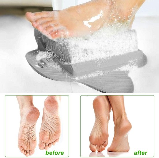 Voetborstel Douche 35 x 23 cm Voetendouche Borstel Voetverzorging Grijze Douche Voetscrubber met zuignappen Voetreinigingsborstel Massager voor Douche Eelt ExfoliÃ«rende Voetmassage