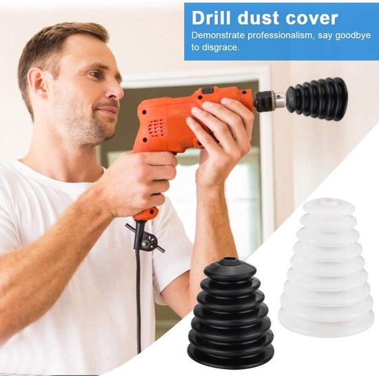 2 Pieces Drill Dust Protection Drill Dust Catcher Rubber Drill Dust Catcher Ceiling Drilling Dust Protection Scalable Dustproof Drilling Dustproof Dust Collector for Drills Electric Hammer