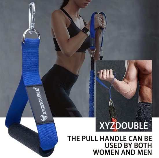2 stuks handgrepen voor weerstandsbanden, eenhandsgreep, kabeltrekgreep, siliconen handgrepen met karabijnhaak, ideaal voor workout amen, kabel of krachttoren, fitnessbanden, expanderbanden
