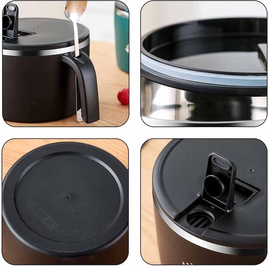 Instant Noodle Bowl, roestvrijstalen pastakom, 900 ml, Bento Box, draagbaar, lekvrij, instant pastakom, rijstkom, voor voedsel, met deksel en deksel, soepkommen (klein)