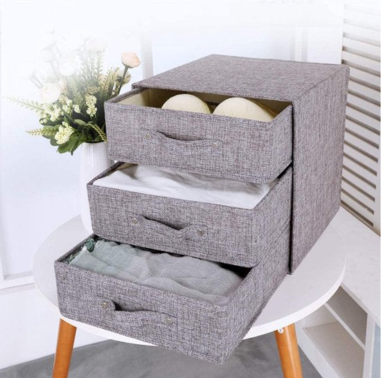 Stoffen opbergdoos met deksel Opvouwbare ladeverdelers Organizer Garderobe-organizer Lade-inzetstukken Ondergoed Opbergdozen Kast voor sokken, beha's, stropdassen (grijs, B)