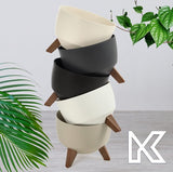 KADAX - Bloempot van kunststof met drie insteeksteunen - ronde bloembak, plantenschaal voor balkon, woonkamer - Diameter 33 cm, Wit