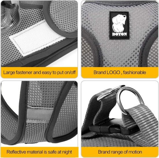 Kattenharnas en lijn Ultralicht voor ontsnappingsbescherming Verstelbaar kruis van zacht gaas in gewatteerde vulling Hardloopvest Jas voor kittens Huisdieren Puppy