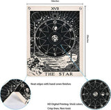 Tarot Wandtapijt set, zon, maan en ster, wanddoek met nagels, zwart-wit katoenen linnen, 40 x 50 cm