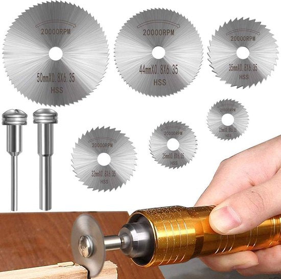 messen van snelstaal voor multifunctionele gereedschappen voor roterend gereedschap; 8 kleine cirkelzaagbladen van staal voor het zagen van hout, kunststof en metaal