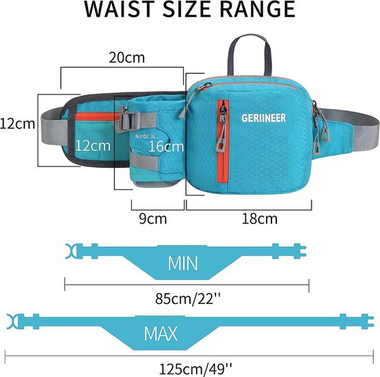 Waterdichte hoeden, mutsen met flessenhouder, voor dames in heren, geschikt voor irriterende stoffen, sport, hardlopen en alle buitenactiviteiten, luiken voor dames in heren, blauw, 29cm*18cm*3.5cm