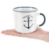 3 x keramische koffiemokken, maritieme koffiekopjes voor thuis en op kantoor, koffiepot voor koude en warme dranken [keuze varieert], 3 stuks, wit/blauw