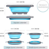 3 stuks opvouwbare siliconen zeef, afdruipzeef, 3 maten - antislip, ruimtebesparend en BPA-vrij - camper, outdoor en reizen