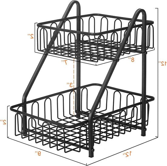 Fruitmand 2 dieren fruitschaal broodmand groenteframe voor fruit, groenten, snacks, thuis, keukenopslag, zwart