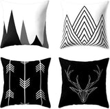 Kussenhoezen, 4 stuks, 45 x 45 cm, geometrisch zwart-wit, kussensloop met geometrisch patroon, decoratieve kussensloop, voor bank, slaapkamer, woonkamer, wooncultuur