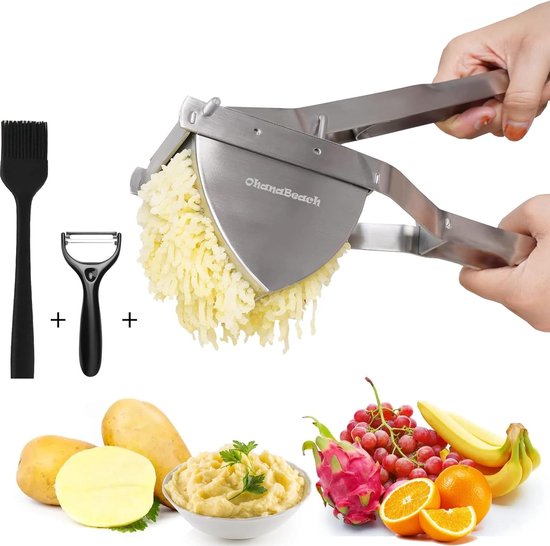 Aardappelstamper van roestvrij staal. Aardappelstamper voor babyvoeding, groente en fruit. Verdikt staal. Aardappelpers roestvrij staal. Aardappelpuree. Aardappelstamper roestvrij staal. Aardappelstamper. Aardappelpers.
