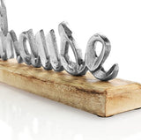 deco display"ZUHAUSE" - belettering van metaal op een mangohouten voet - decoratieve belettering om op te zetten - 40,5x13x5cm