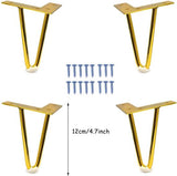 Meubelpoten, 4 stuks, 4,7 inch, moderne stijl, haarspeld, tafelpoten, metalen meubelpoten, haarspeldpoten met schroeven en vloerbeschermers voor laden en nachtkastje