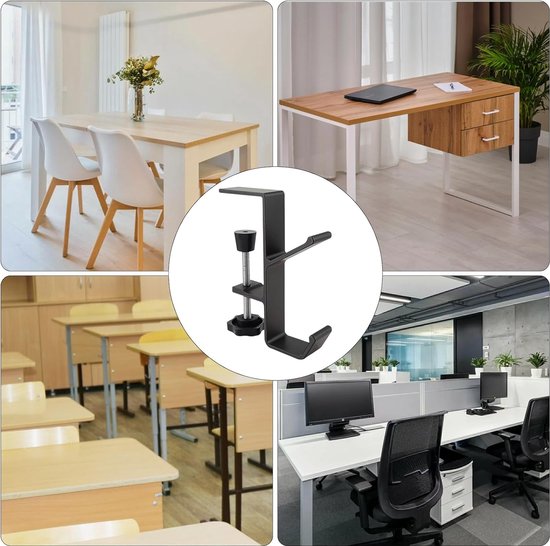 2 stuks verstelbare tafeltashouder, bureautashouder met dubbele haak, aluminium tafelmontage headsethouder, multifunctionele tashaak, voor kantoor, studeerkamer