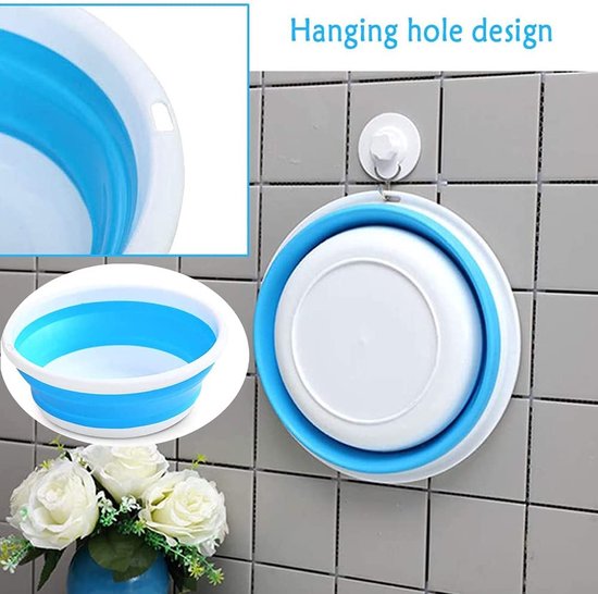 Opvouwbare wastafel, multifunctionele ronde wastafel, opvouwbare ronde spoelbak, wastafel, opvouwbare siliconen bekkenkom voor buiten, irriteren, kamperen, lopen