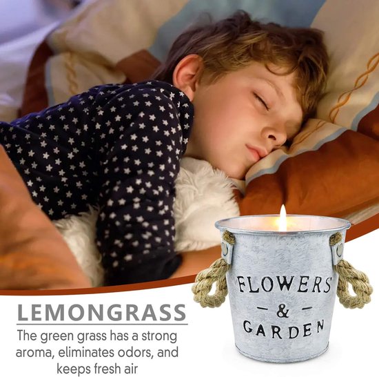 Citronella Kaarsenset, geurkaarsenset, 2 stuks, 100% sojawas, groot, decoratief en zomercadeau, perfect voor kamperen, grillen, picknicks, tuin, slaapkamer, binnen en buiten, 383 g/50 uur