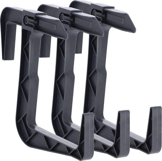 KADAX - Verstelbare bloembakhouder zonder boren, balkonbakhouder in set - verstelbare haken en houder voor bloembak, bloembakhouder voor balkon en vensterbank - 3 stuks, Grafiet