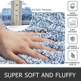 Zachte badkamertapijtset, 3-delig, microvezel absorberende badmatten en toiletmat, pluizige badmat, antislip wasbare toiletmat met uitsparing, blauw