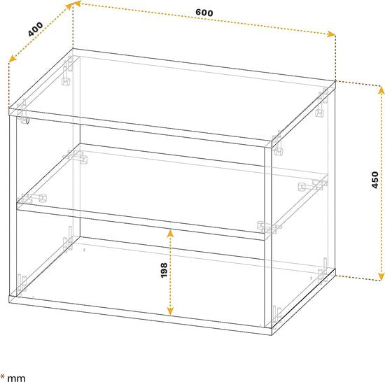 boekenkast, 2 vakken, 60 x 45 x 40 cm, smal rek, spaanplaat van hout, modern, grijs, staand rek, kantoorboekenkast, rekken en planken, printerstandaard, printerrek, archiefkast
