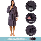 Badjas voor heren, XS, S, M, L, XL, XXL, XXXL, 100% katoen (350 g/m²), Oeko-Tex®-gecertificeerd, badjas met capuchon, 2 zakken, riem