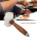 Lederen hamer houten handvat T hoofd nylon gereedschap voor leer snijwerk DIY leer ambacht