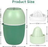 Citroenpers, handmatige sapcentrifuge in citroenvorm, limoenpers, citruspers met twee persmogelijkheden, fruitpers voor citroen/limoenen, sinaasappels, citrus/grappruit - groen