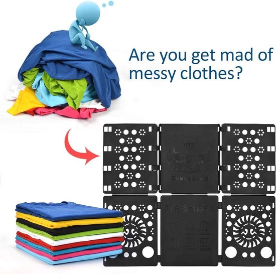 Opvouwbare plank Verstelbare Pollover-broeken Overhemden Wasgoed Vouwhulp voor kinderen en volwassenen voor waskleding T-shirtvouw Opvouwbare wasplank Overhemdvouw (zwart)