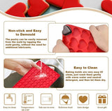 Set van 6 chocoladevorm siliconen pralinévorm set 3D snoepvormen verschillende vormen chocolade siliconen vorm anti-aanbak bloemvorm bakvorm voor het bakken van chocoladesnoepjes (rood)