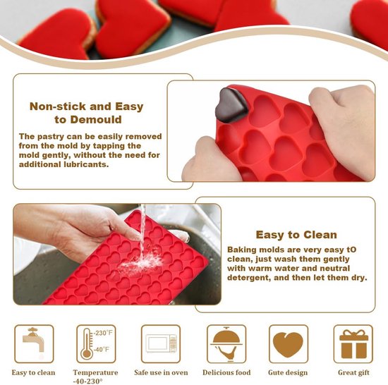 Set van 6 chocoladevorm siliconen pralinévorm set 3D snoepvormen verschillende vormen chocolade siliconen vorm anti-aanbak bloemvorm bakvorm voor het bakken van chocoladesnoepjes (rood)