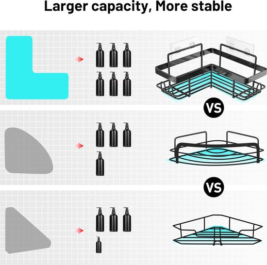Shower Shelf No Drilling Corner, Bathroom Shower Shelf, Durable Stainless Steel Bathroom Shelf, No Drilling, Movable Bathroom Organiser Shelf, Bathroom Shelf for Shampoo and Shower Gel,